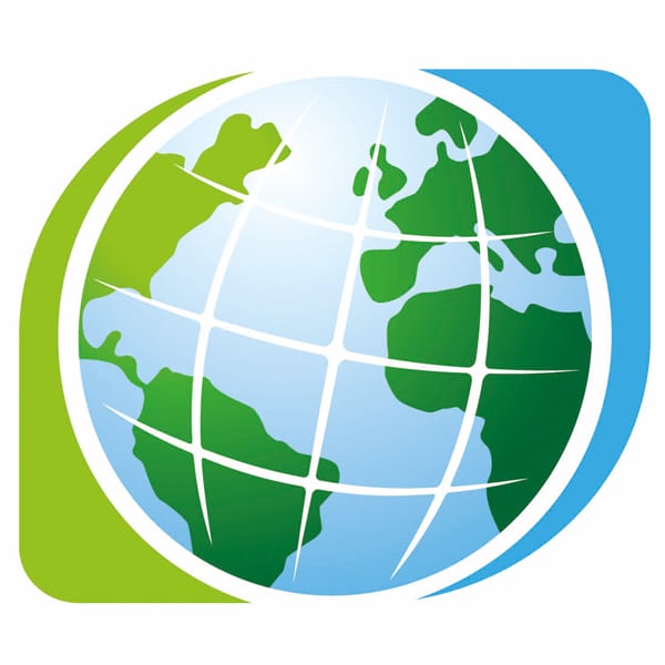 Logo des Klima-Bündnisses in Form einer Weltkugel.