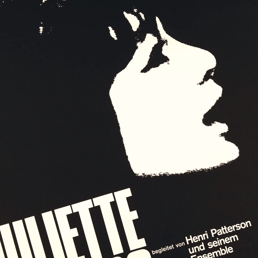 Plakat mit Konterfei von Juliette Greco