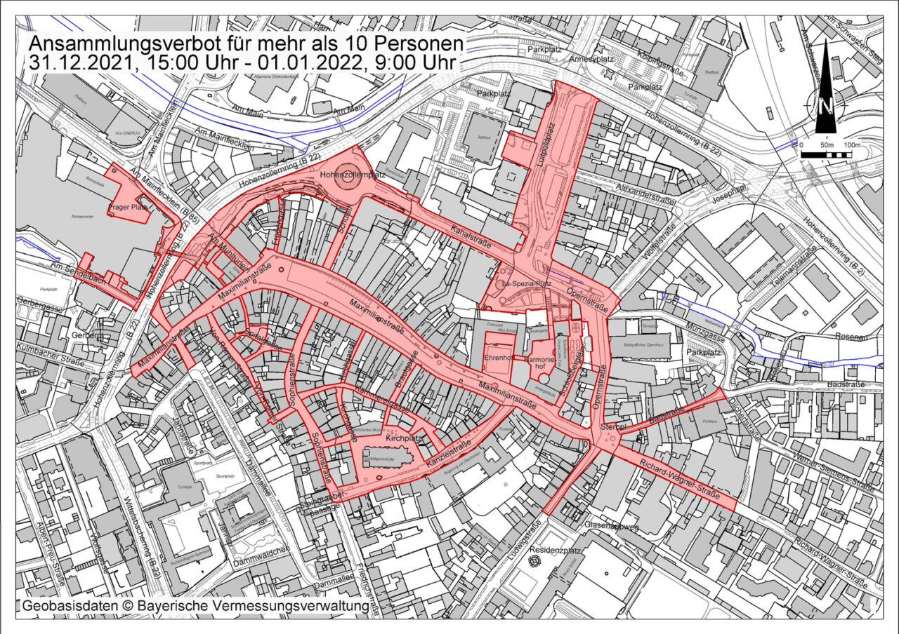 Lageplan Stadt Bayreuth Ansammlungsverbot