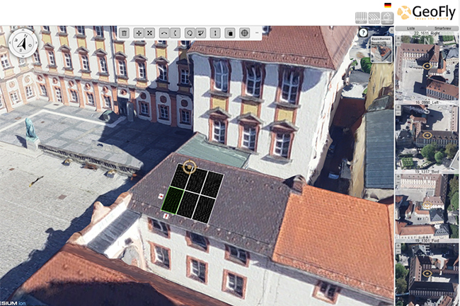 Screenshot des 3-D-Viewers mit Blick auf das Alte Schloss.